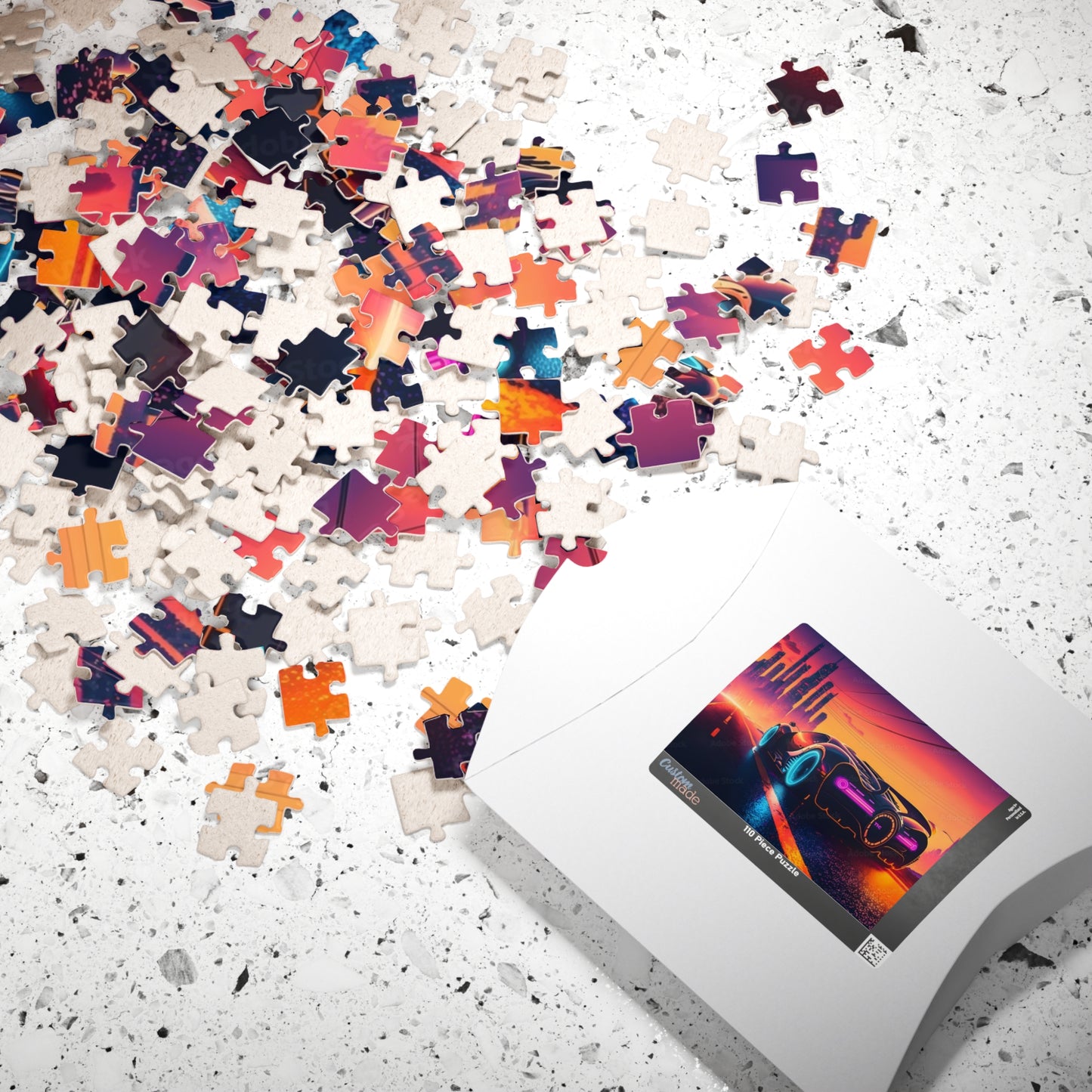 Neon Cityscape Puzzle - 110, 252, 520, 1014-piece - Futuristic Car Design