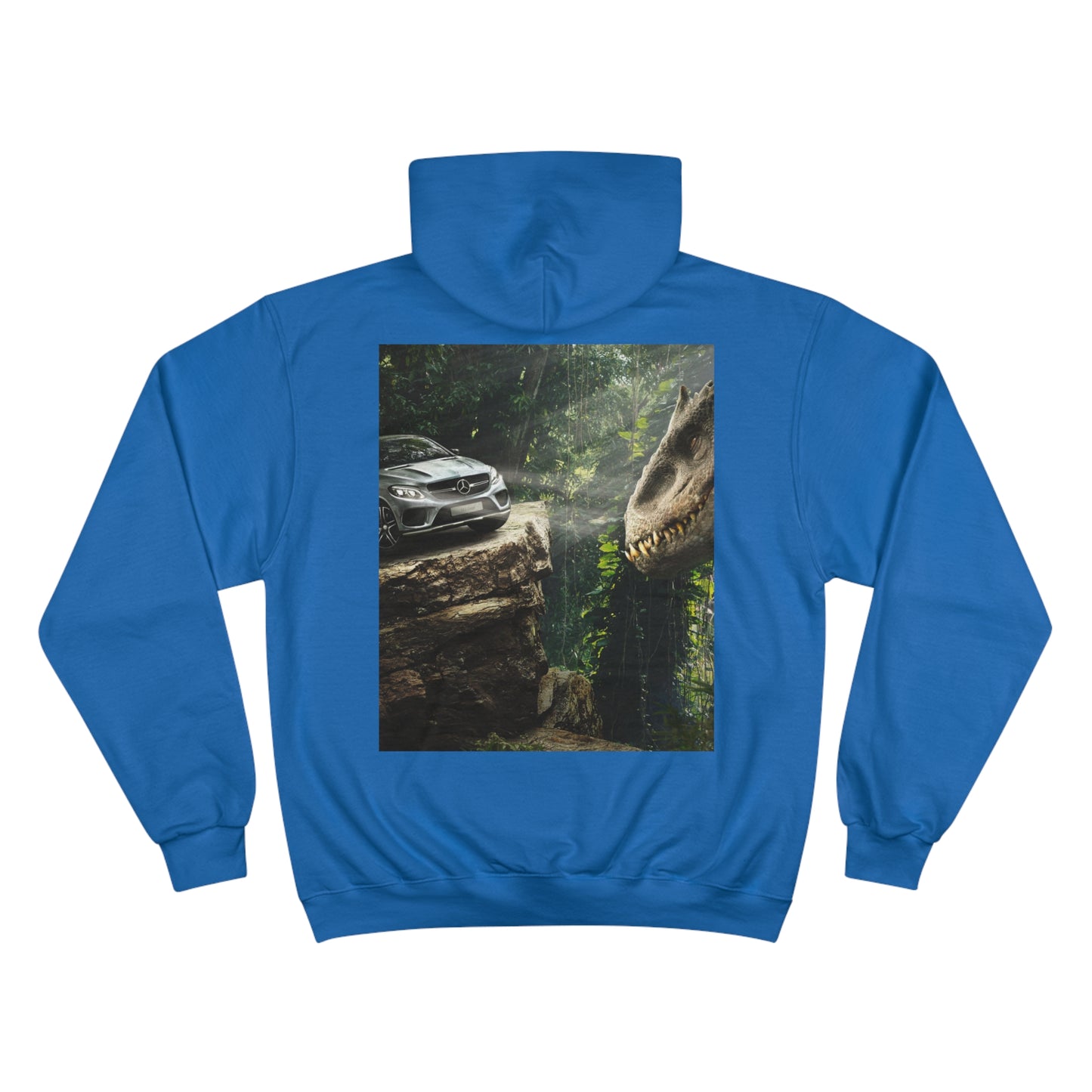 Dinosaur Adventure Champion Hoodie - Perfect for Car Lovers and Nature Enthusiasts