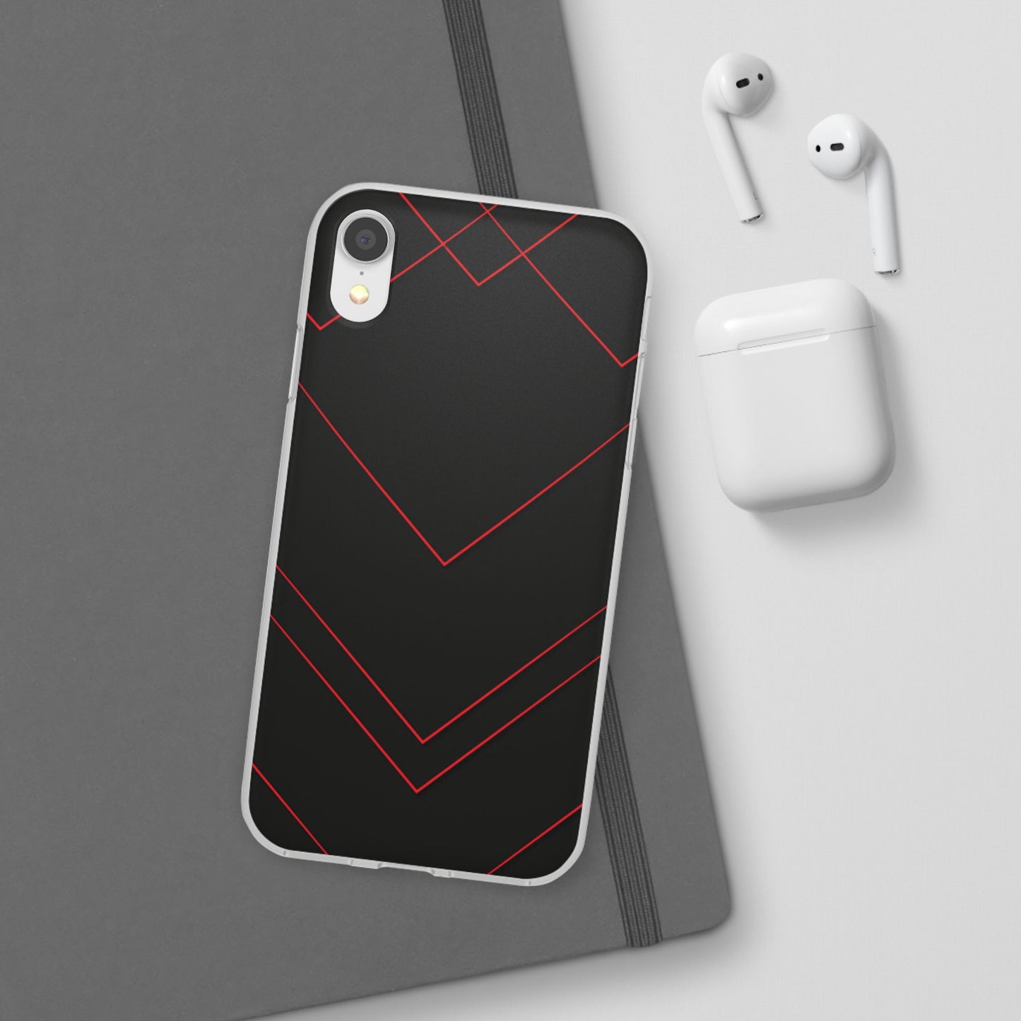 Sleek Red Geometric Flexi Case for Smartphones