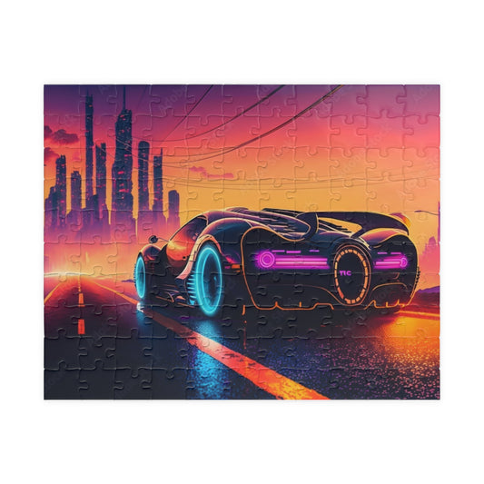 Neon Cityscape Puzzle - 110, 252, 520, 1014-piece - Futuristic Car Design