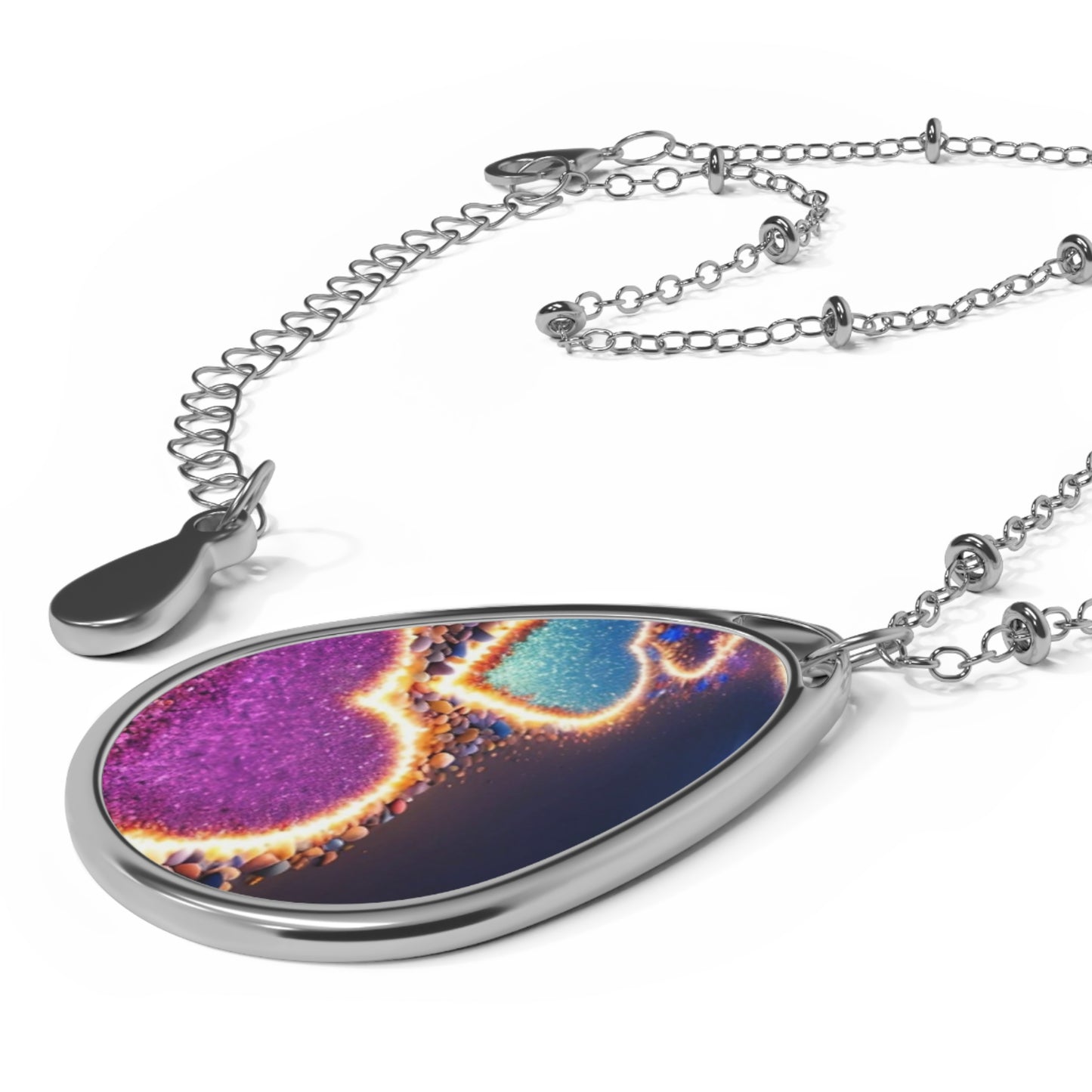 Colorful Heart Oval Necklace - Unique Statement Jewelry for Love & Friendship