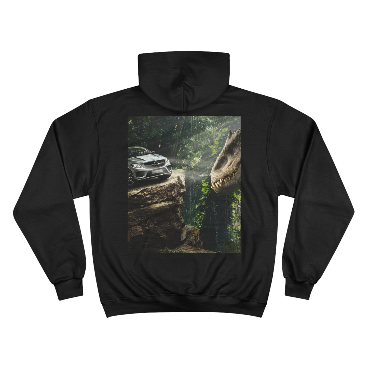 Dinosaur Adventure Champion Hoodie - Perfect for Car Lovers and Nature Enthusiasts