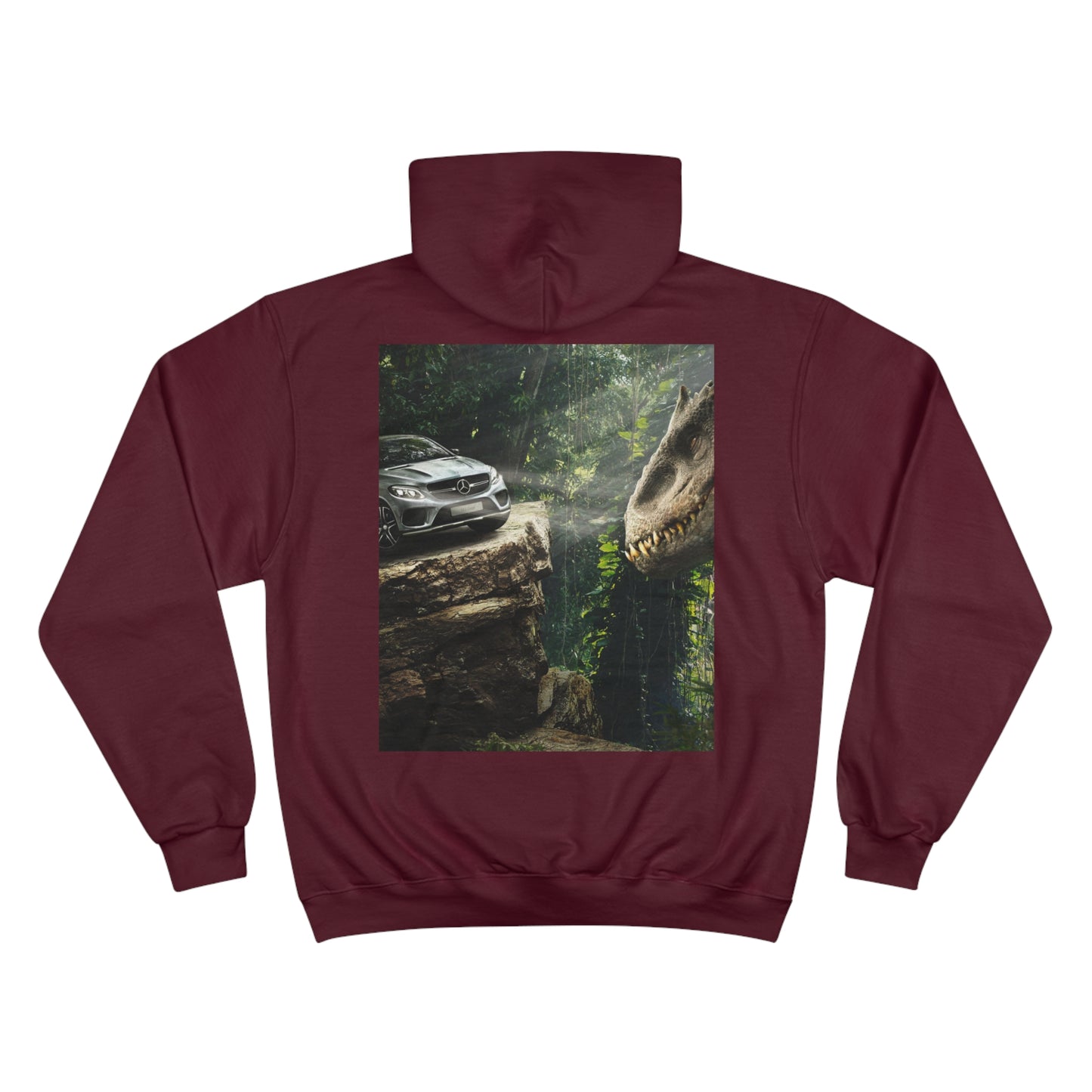 Dinosaur Adventure Champion Hoodie - Perfect for Car Lovers and Nature Enthusiasts