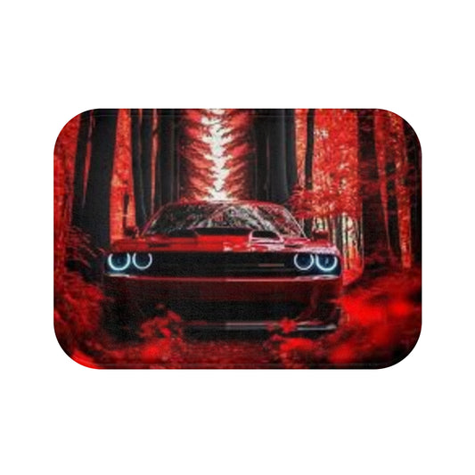 Red Forest Car Bath Mat - Cozy Automotive Decor for Car Enthusiasts